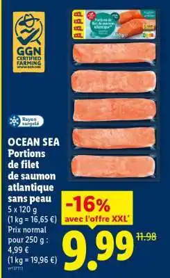 Lidl OCEAN SEA Portions de filet de saumon atlantique sans peau offre