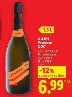 Lidl ALLINI Prosecco DOC offre