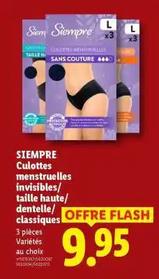 Lidl SIEMPRE Culottes menstruelles offre