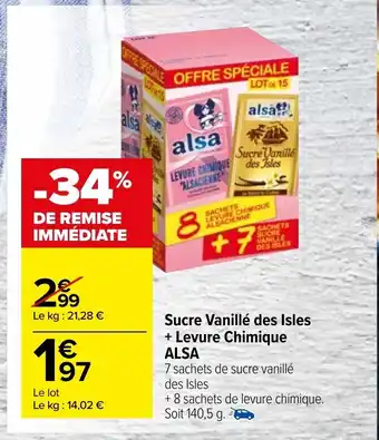 Carrefour Market Sucre Vanillé des Isles + Levure Chimique Alsa offre