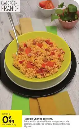 Carrefour Taboulé chorizo poivrons offre