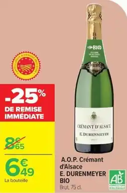 Carrefour A.o.p. crémant d'alsace e. durenmeyer bio offre