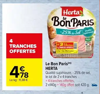 Carrefour Market Le Bon Paris Herta offre