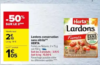 Carrefour Market Lardons conservation sans nitrite offre