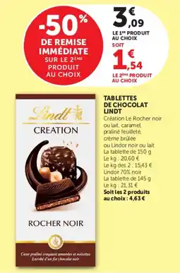U Express Tablettes de chocolat lindt offre