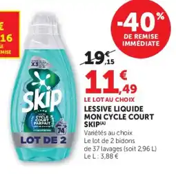 U Express Lessive liquide mon cycle court skip offre