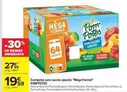 Carrefour Drive Pom'potes - compotes sans sucres ajoutés méga format offre