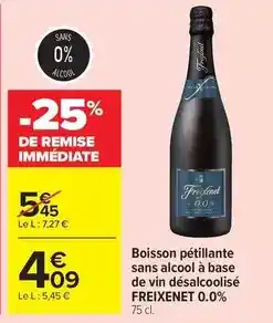 Carrefour Drive Freixenet - boisson pétillante sans alcool à base de vin désalcoolisé offre