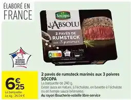 Carrefour Drive Socopa - 2 pavés de rumsteck marinés aux 3 poivres offre