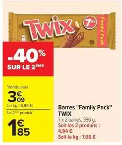 Carrefour Drive Twix - barres family pack offre