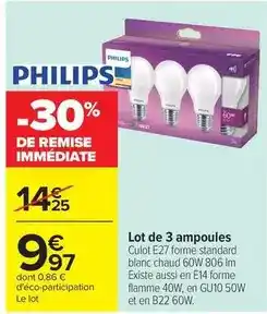 Carrefour Drive Philips - lot de 3 ampoules offre