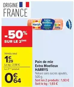 Carrefour Market Harry's - pain de mie extra moelleux offre