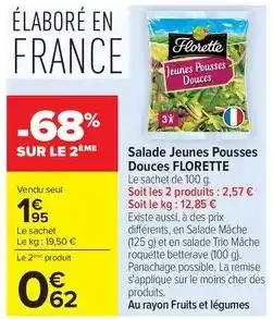 Carrefour Market Florette - salade jeunes pousses douces offre