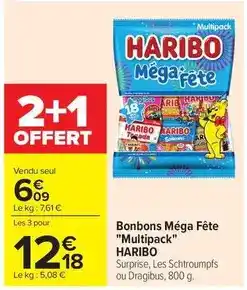 Carrefour Market Haribo - bonbons méga fête multipack offre