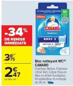 Carrefour Market Canard - bloc nettoyant wc offre