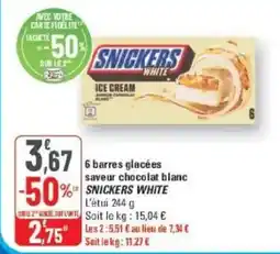 G20 6 barres glacées saveur chocolat blanc snickers white offre