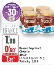 G20 Dessert emprésuré chocolat offre