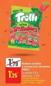 G20 Trolli - bonbons acidules à la fraise sour strawbies offre