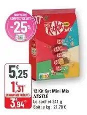 G20 Nestlé - 12 kit kat mini mix offre