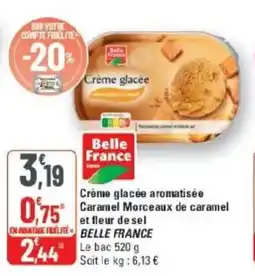 G20 Crème glacée aromatisée caramel morceaux de caramel et fleur de sel belle france offre