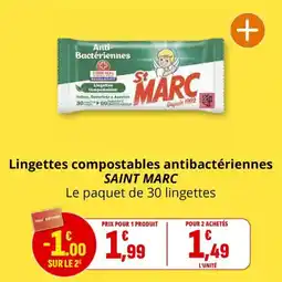 Coccimarket Lingettes compostables antibactériennes saint marc offre