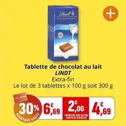 Coccimarket Tablette de chocolat au lait lindt offre