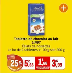 Coccimarket Tablette de chocolat au lait lindt offre