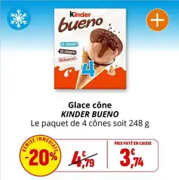 Coccimarket Glace cône kinder bueno offre