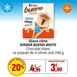 Coccimarket Glace cône kinder bueno white offre