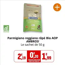 Coccimarket Parmigiano reggiano râpé bio aop ambrosi offre