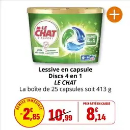 Coccimarket Lessive en capsule discs 4 en 1 le chat offre