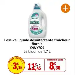Coccimarket Lessive liquide désinfectante fraicheur florale sanytol offre