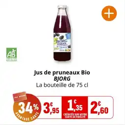 Coccinelle Supermarché Jus de pruneaux bio bjorg offre