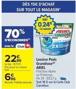 Carrefour Market Ariel - lessive pods grandiose offre
