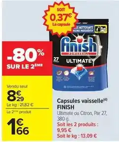Carrefour Market Finish - capsules vaisselle offre