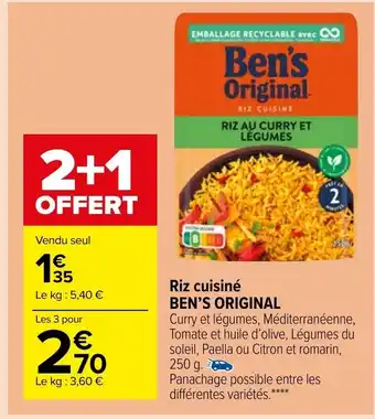 Carrefour Market Riz cuisiné Ben's Original offre