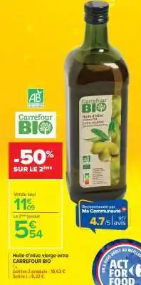 Carrefour Market Huile d'olive vierge extra CARREFOUR BIO offre