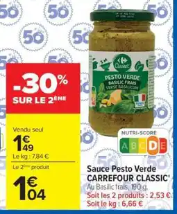 Carrefour Sauce Pesto Verde CARREFOUR CLASSIC' offre