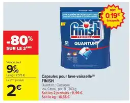 Carrefour Capsules pour lave-vaisselle FINISH offre