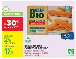 Carrefour Biscuits fondants CARREFOUR BABY BIO offre
