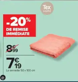 Carrefour La serviette 50 x 100 cm offre