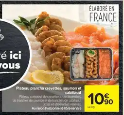 Carrefour Plateau plancha crevettes, saumon et cabillaud offre