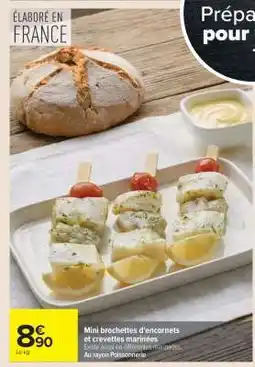 Carrefour Mini brochettes d'encornets et crevettes marinées offre