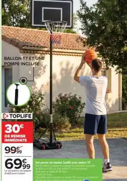 Carrefour Set panier de basket 2m60 avec ballon T7 offre