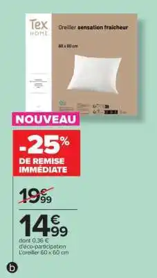 Carrefour Oreiller Sensation Fraîcheur offre