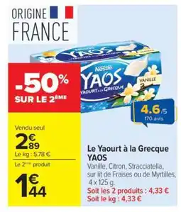 Carrefour Market Le Yaourt à la Grecque YAOS offre