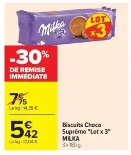 Carrefour Market Biscuits Choco Suprême Lot x 3 MILKA offre