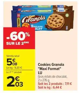 Carrefour Market Cookies Granola Maxi Format LU offre