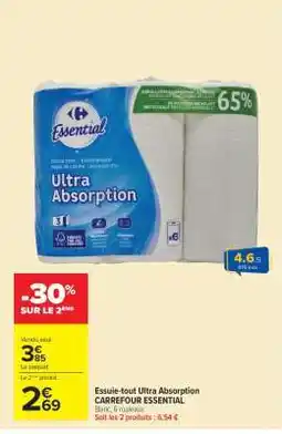 Carrefour Market Essuie-tout Ultra absorption CARREFOUR ESSENTIAL offre