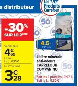 Carrefour Market Litière minérale anti-odeurs CARREFOUR COMPANINO offre